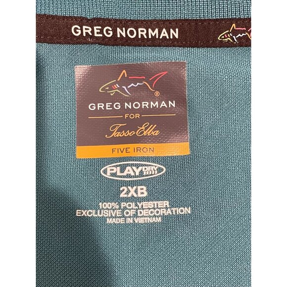 Greg Norman Tasso Elba 2XB Teal Polo Shirt Play Dry100%Polyester Short Sleeve Me - Picture 4 of 10